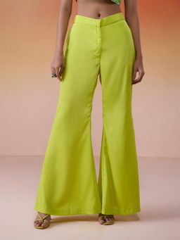 Gajra Gang - Bonjour Beagum Lime Green Crepe Plain Pants GGFFBTM02