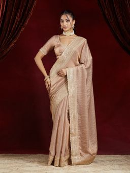 Kasee - Women Pink Silk Saree with Unstitched Blouse