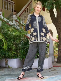 KAFTANIZE - Black Floral Printed Co-Ord Set