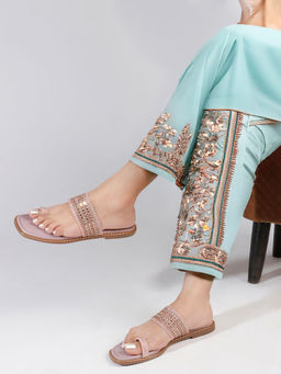 ELLE - Lavender Women's Embellished Toe-Ring Flats