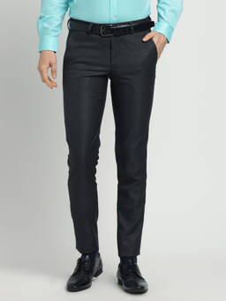 Turtle - Men Poly Viscose Stretch Solid Super Slim Fit Grey Formal Trouser