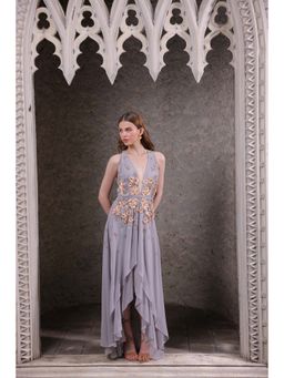 Edition II - Platinum Embellished High-Low Dress