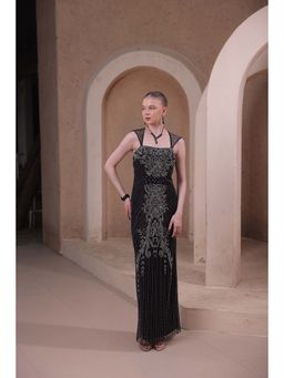 Edition II - Black Beaded Evening Dress with Baroque Detailing