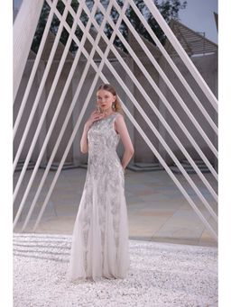 Edition II - White Embellished Floor-Length Dress