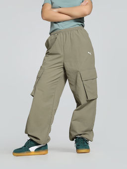 Puma - Wardrobe Essentials Relaxed Fit Woven Cargo Women's Brown Pants