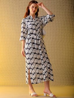 Freehand - Women Printed Dress with Belt