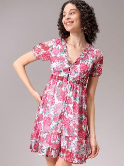 Freehand - Women Floral Printed Ruffle Dress