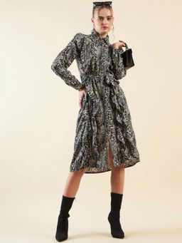 Freehand - Women Animal Printed Dress with Belt