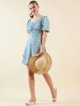 Freehand - Women Blue Floral Printed Mini Dress