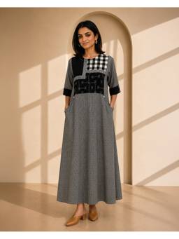 Vaaya - Black Mono Ikat Maxi Dress