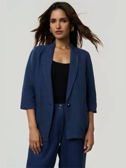 TERRA LUNA - Sasha Linen Navy Blue Blazer
