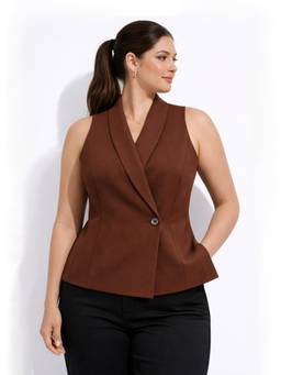 Backup Studio - Brown Chic Sleeveless Vest Blazer