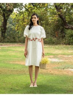Rasra Mai - Sayli White Printed Short Dress