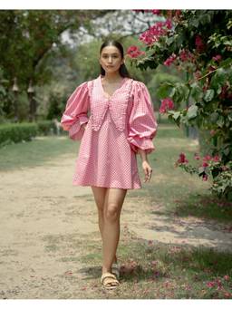 Rasra Mai - Revaa Pink Printed Short Dress