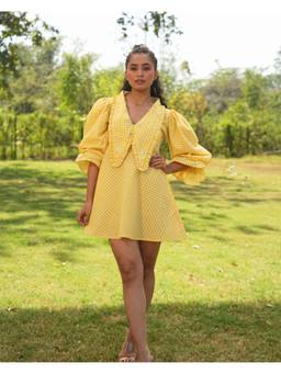 Rasra Mai - Revaa Yellow Printed Short Dress