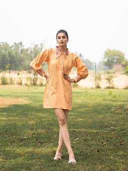 Rasra Mai - Mrrinali Orange Printed Short Dress