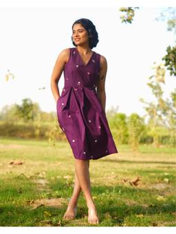 Rasra Mai - Allaya Purple Printed Short Dress