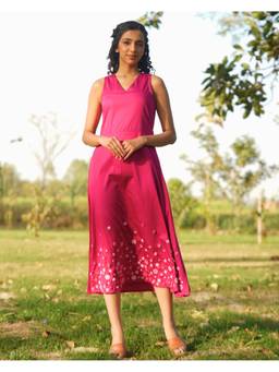Rasra Mai - Cchavi Pink Printed Midi Dress