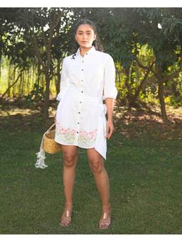 Rasra Mai - Vihani White Printed Short Dress