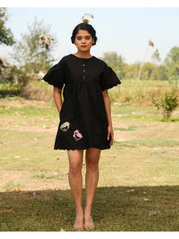 Rasra Mai - Mahiraa Black Printed Short Dress
