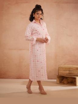 Rasra Mai - Ishiikaa Pink Printed Floral Shirt Dress