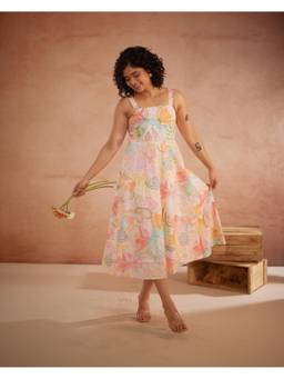 Rasra Mai - Lylaa Multicolor Printed Floral Midi Dress