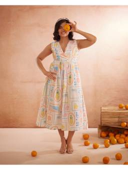 Rasra Mai - Miyaahh Multicolor Printed Tropical Midi Dress