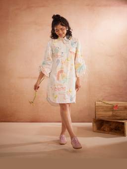 Rasra Mai - Piah Multicolor Printed Summer Shirt Dress