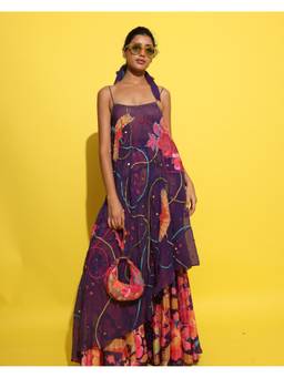 Rishi & Vibhuti - Chulbul Purple Cape with pant