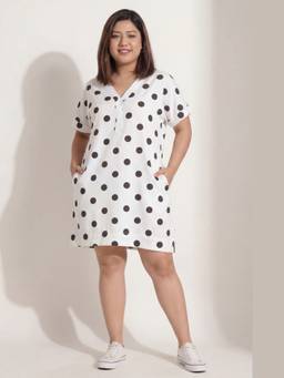 Safeera - White Dotty Daydream Mini Dress