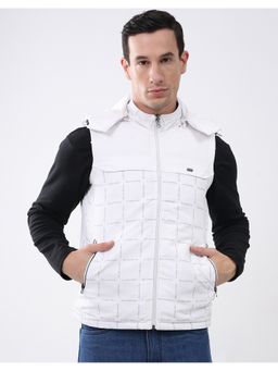 Monte Carlo - White Men's Detachable Hood Sleeveless Jacket
