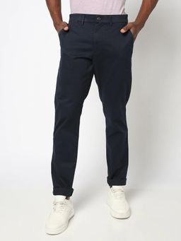 GAP - Men's Cotton Solid Slim Fit Navy Blue Trouser