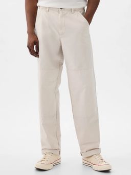 GAP - Men's Solid Relaxed Fit White Trouser