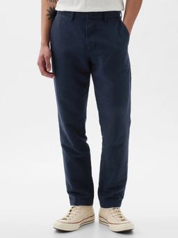 GAP - Men's Solid Regular Fit Navy Blue Trouser