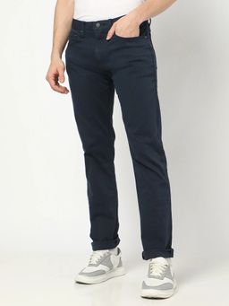GAP - Men's Solid Slim Fit Navy Blue Trouser