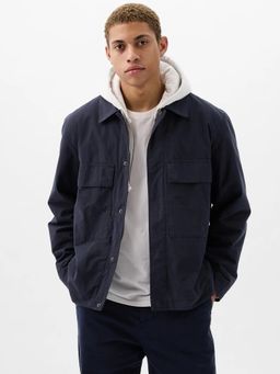 GAP - Men's Navy Blue Solid Shacket
