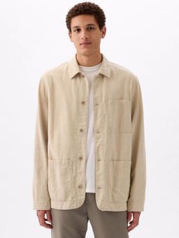 GAP - Men's Beige Solid Shacket