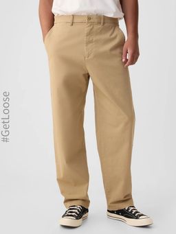 GAP - Men's Solid Loose Fit Khaki Trouser