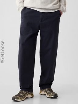 GAP - Men's Solid Loose Fit Navy Blue Trouser