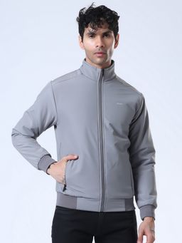SPIRIT - Men's Grey Solid High Neck Jacket