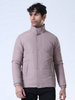 SPIRIT - Men's Peach Solid High Neck Full Sleeve Jacket