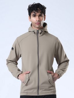 SPIRIT - Men's Beige Hooded Neck Full Sleeve Jacket