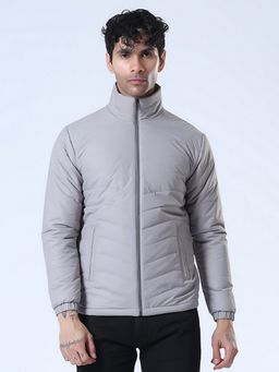 SPIRIT - Men's Solid High Neck Grey Full Sleeve Jacket