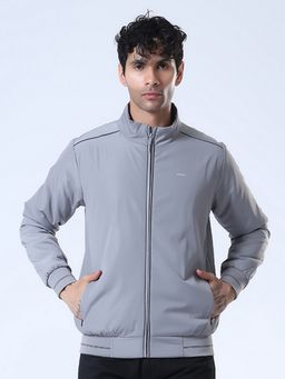 SPIRIT - Grey Men's Solid High Neck Full Sleeve Jacket