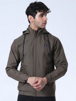 SPIRIT - Men's Olive Hooded Neck Full Sleeve Jacket