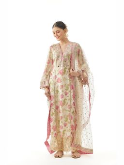 Gopi Vaid - Kavya Ivory Tunic with Palazzo and Dupatta