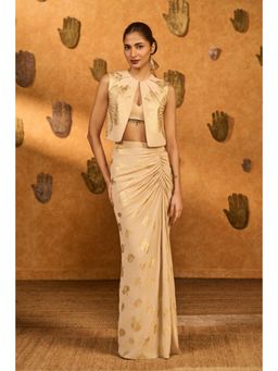 Masaba - Oatmeal Windrose Fusion Jacket with Bustier and Skirt