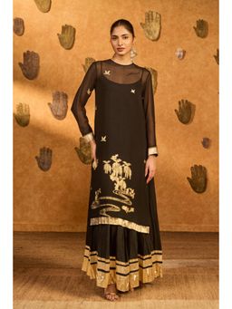 Masaba - Black Stillwater Bloom Kurta with Skirt