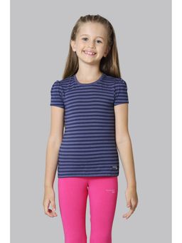 Van Heusen - Girls Tonal Stripe & Round Neck T-Shirt - Crown Blue