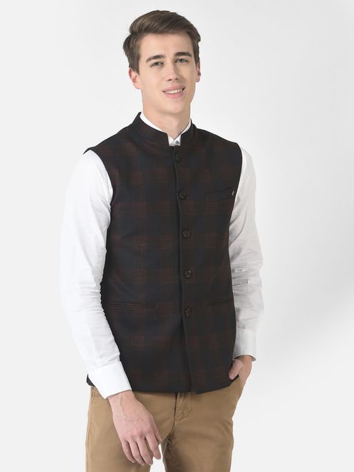 CRIMSOUNE CLUB Men Multi-coloured Checked Waistcoat